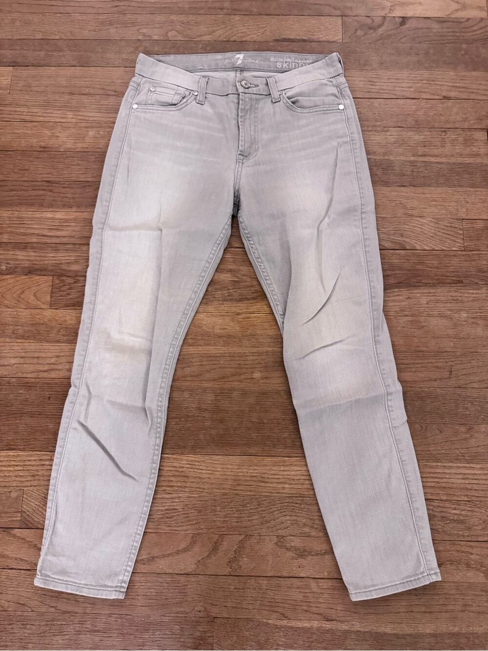 7 For All Mankind Gray The Mid Rise Cropped Skinny Jeans  Sz 27 (Fits 29" Waist)